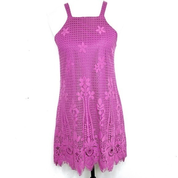 FRANCESCA Magenta Lace Sleeveless Mini Dress Size XS - Picture 1 of 7
